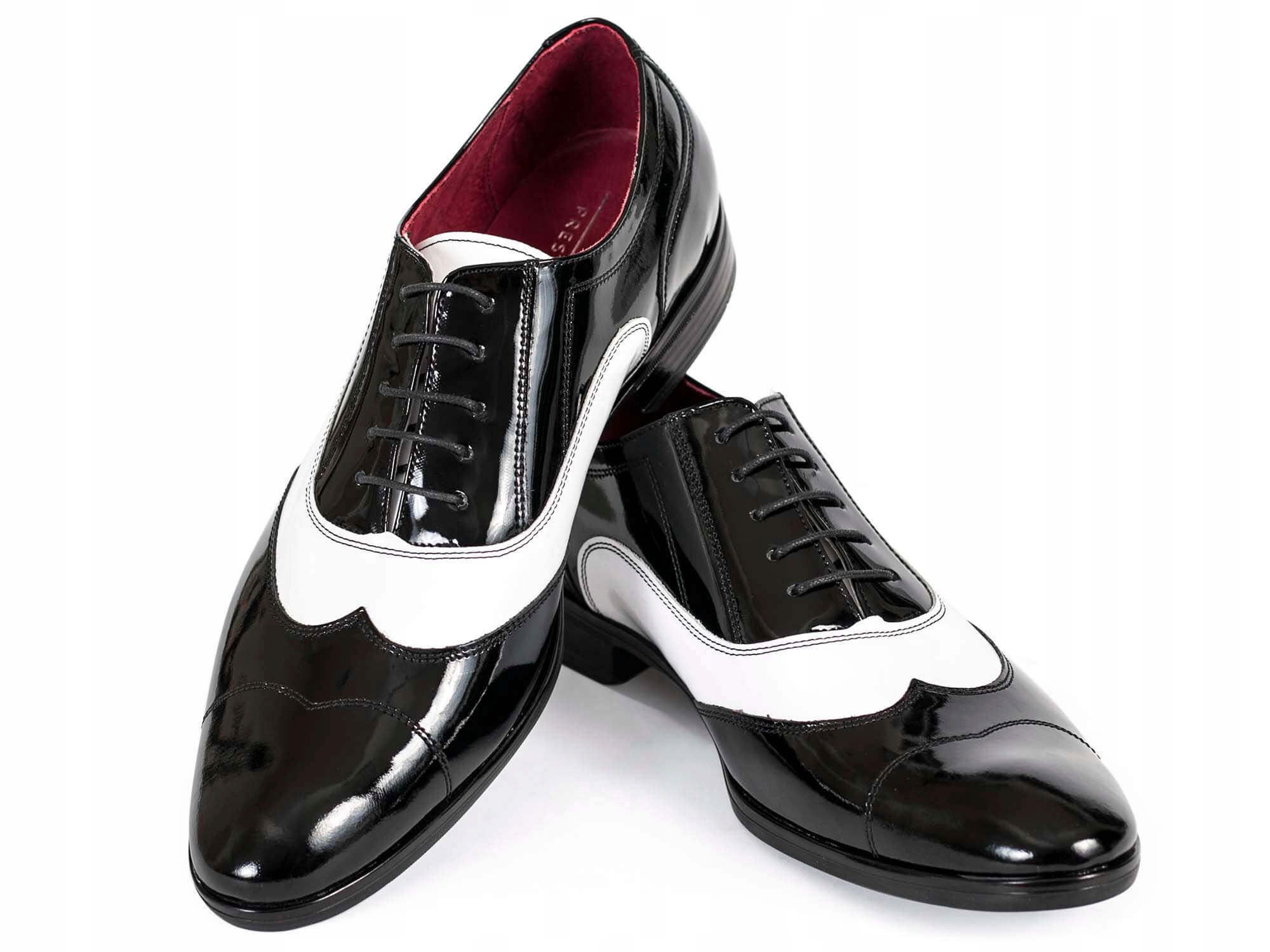 CZARNO BIAŁE LAKIERKI SPEKTATORY AL CAPONE T25 45