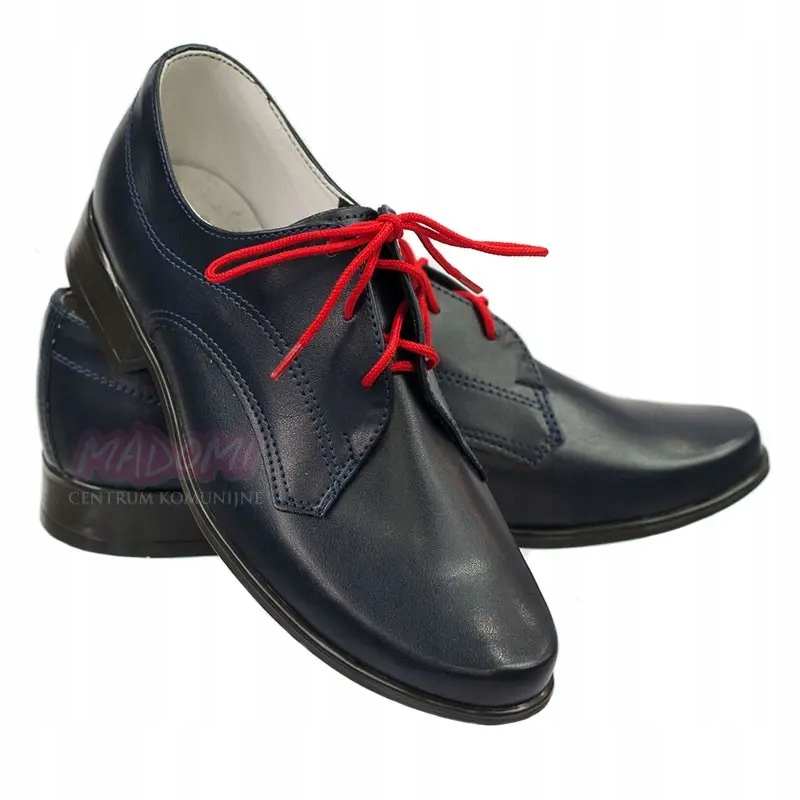 Buty wizytowe dla chłopca chłopięce okolicznościowe komunia granat OM12-36 Rodzaj zapięcia Sznurowadła