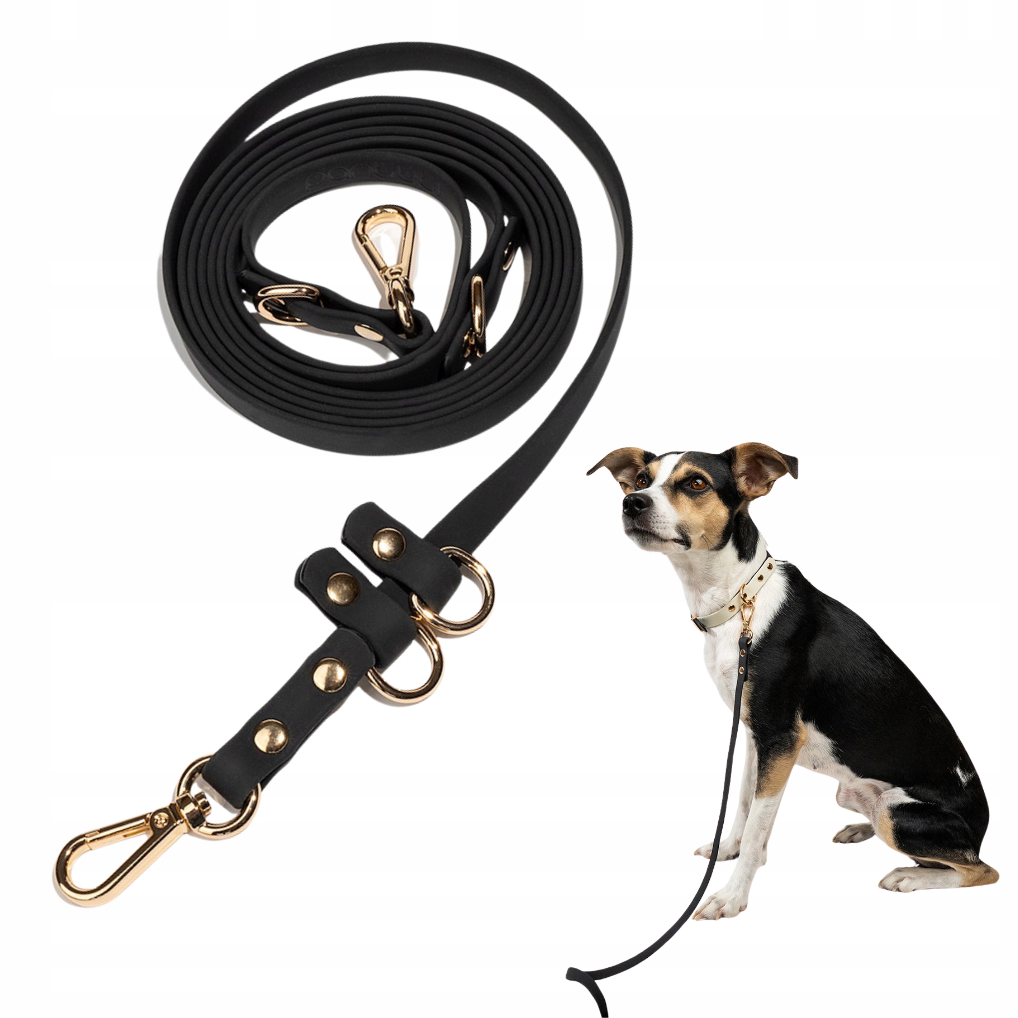 Elegantní voděodolná přepínací vodítko pro psa Faro páska Pvc Černá M