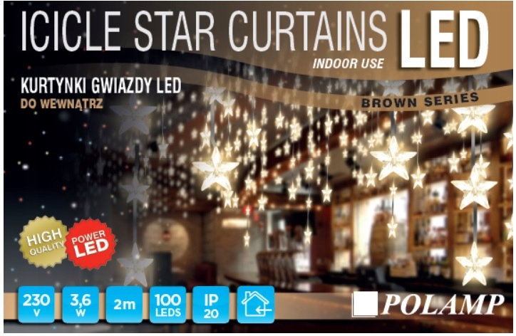 

Kurtyna Gwiazdki Led Biała Ciepła Wewnętrzna 2 m