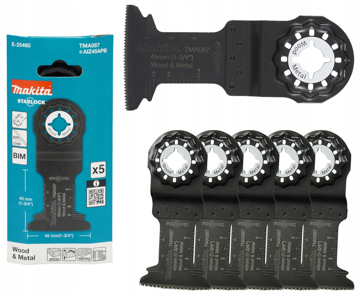 Makita Mt Pilový List Pro Hloubkové Řezání Bim 45 mm x 45 mm 20z/C TMA087 /5ks