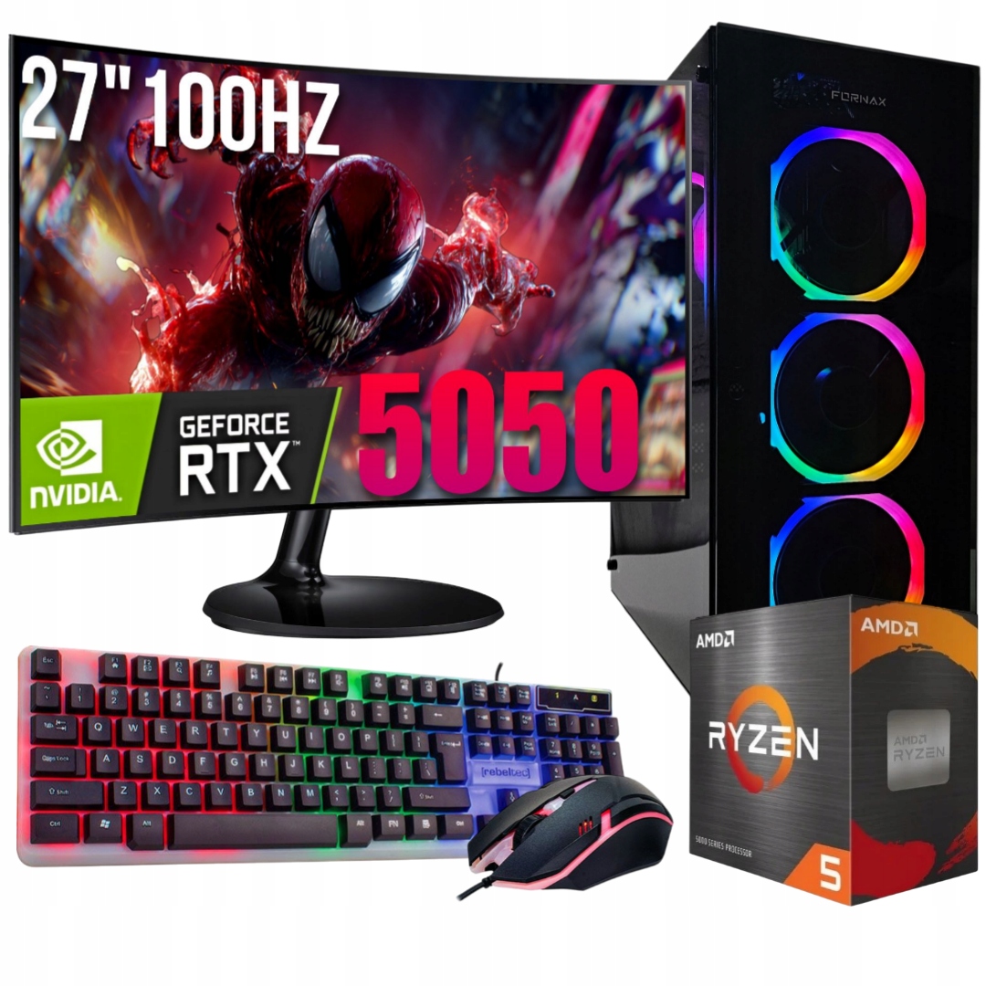 Herní Set Ryzen 5 5600x 32GB Rtx 5050 8GB Wi-Fi WIN11 Monitor 27