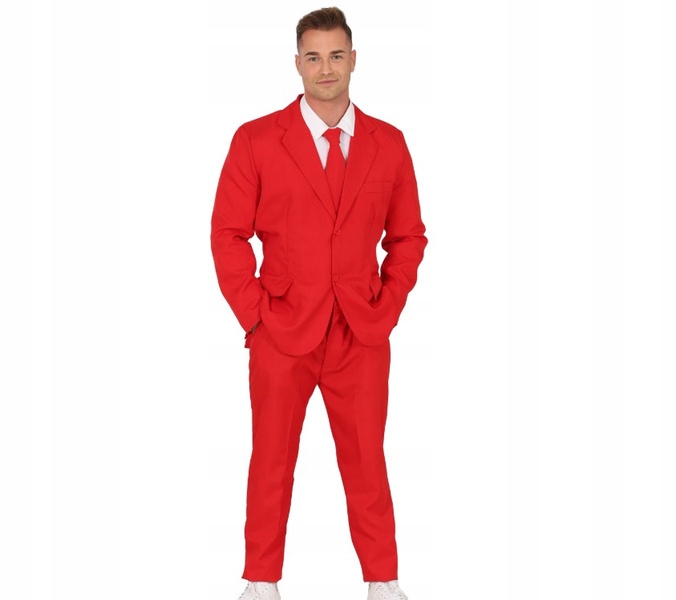 Kostým Pánský Oblek Červený Karneval Halloween Převlek M
