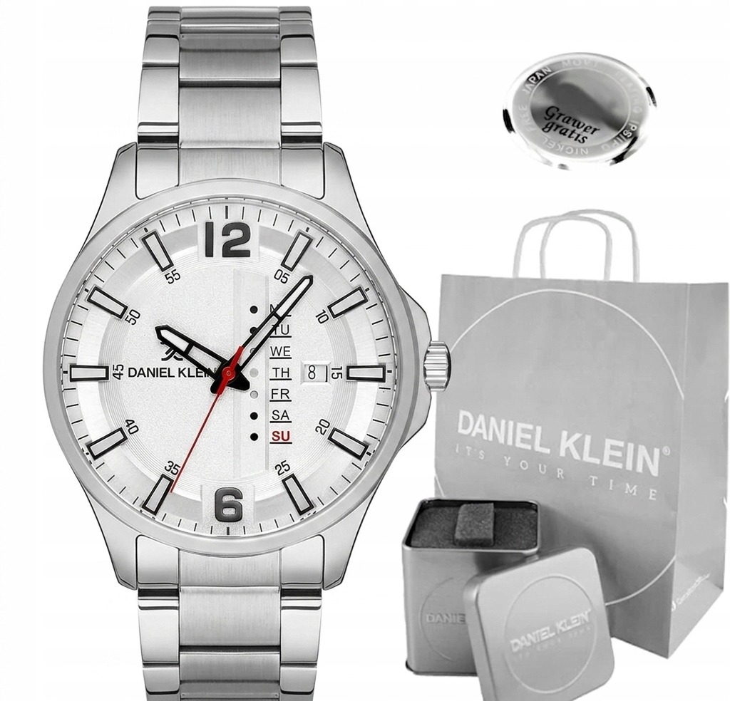 Klasické pánské hodinky Daniel Klein Zafir stříbrné datumovka Gravírování