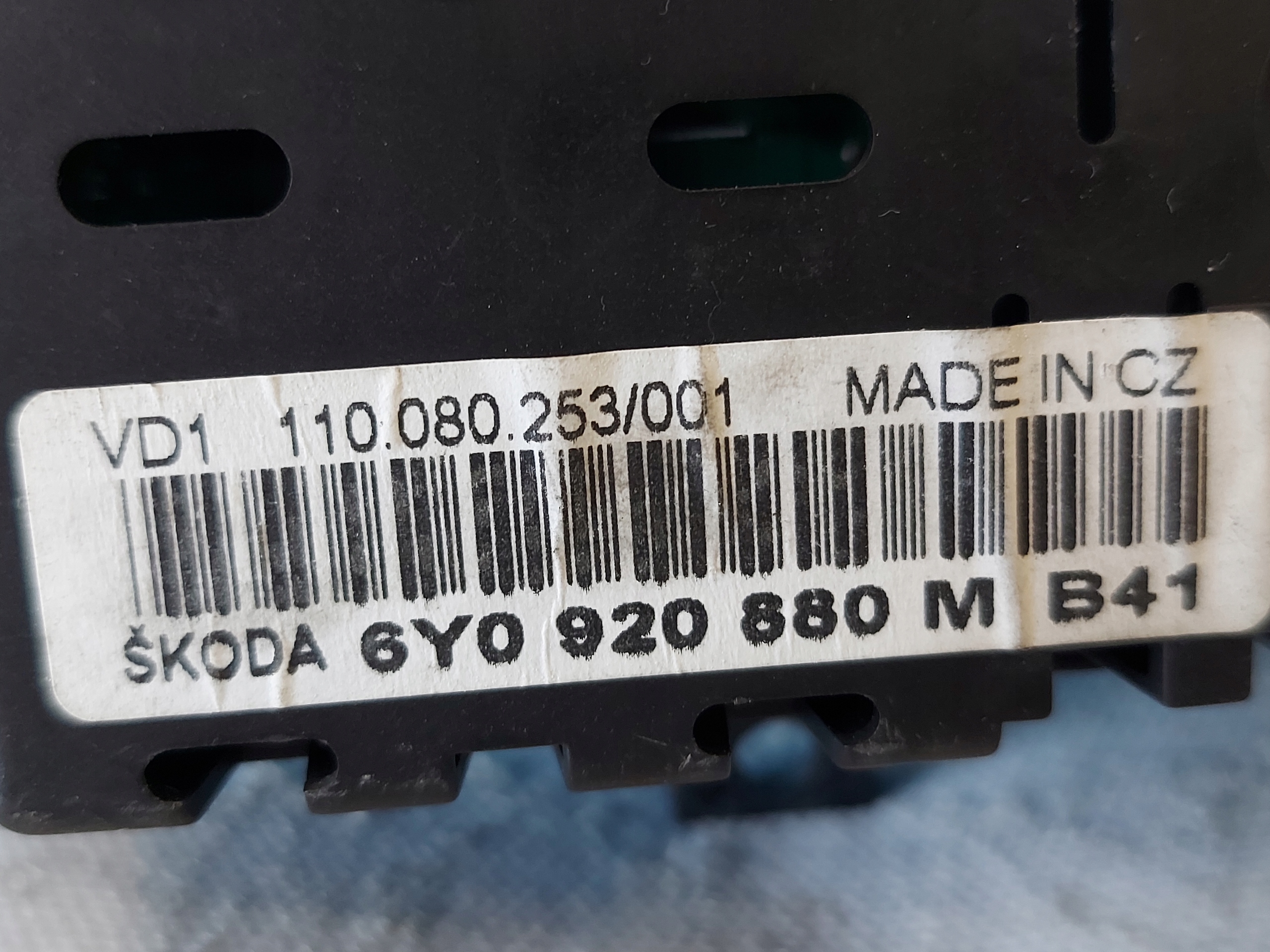 dials clock SKODA FABIA 6Y 1.2 B 6Y0920880M