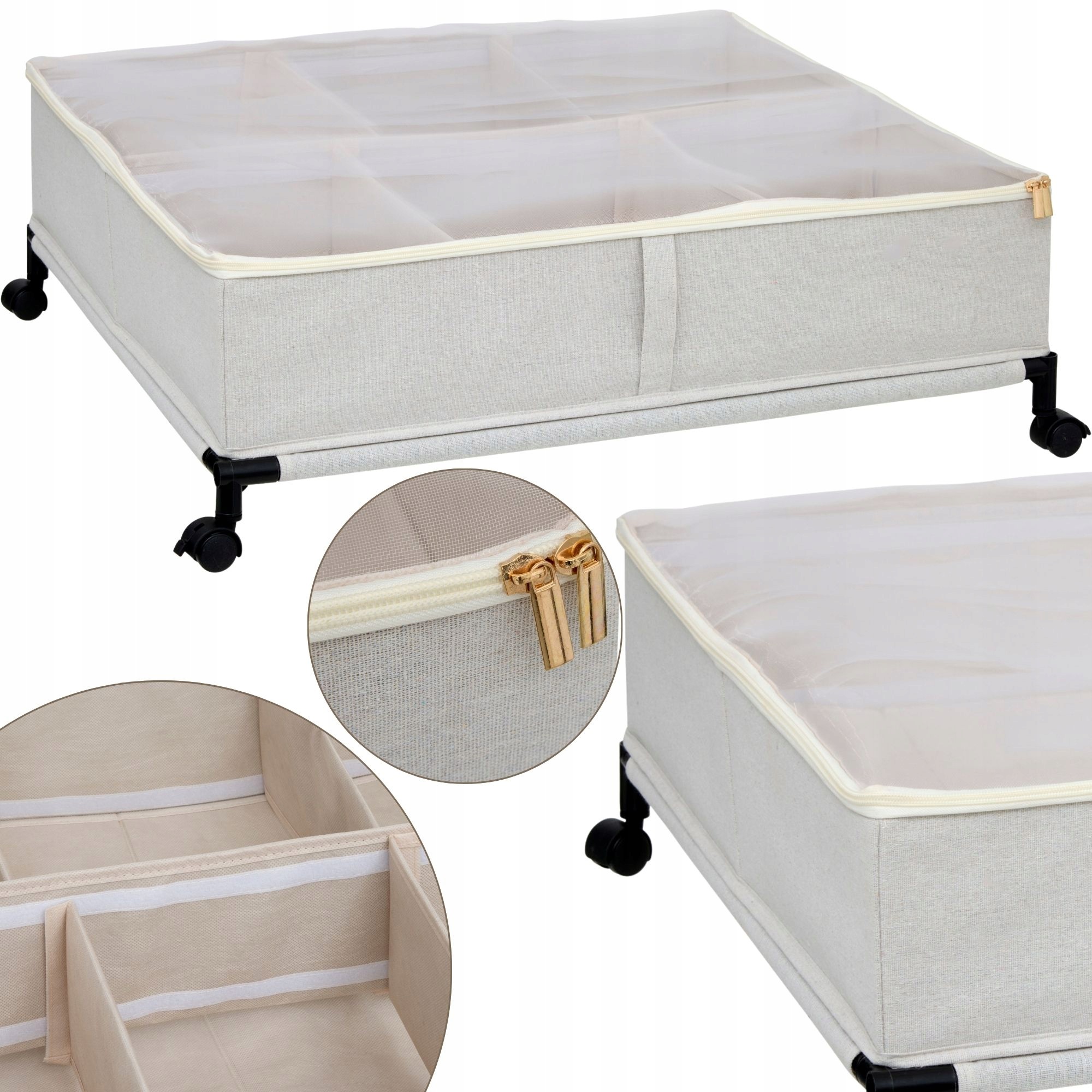 Úložný Box na kolečkách Pod Postel funkční Organizer béžový