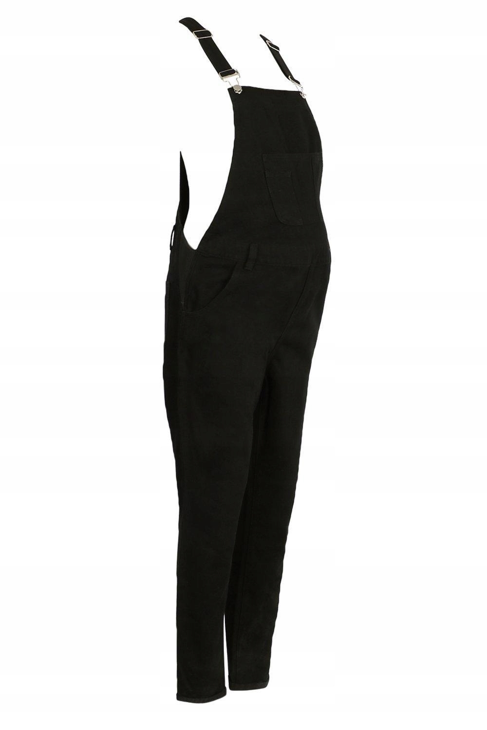 BOOHOO CZARNE CIĄŻOWE JEANSOWE SPODNIE OGRODNICZKI H2T NG2__XXL Rozmiar XXL