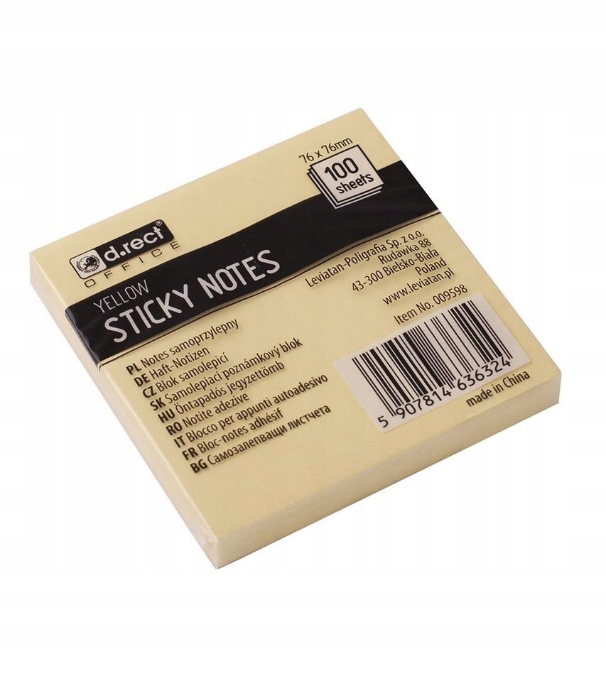 

Notes Samoprzylepny 76X76MM Żółty D.rect