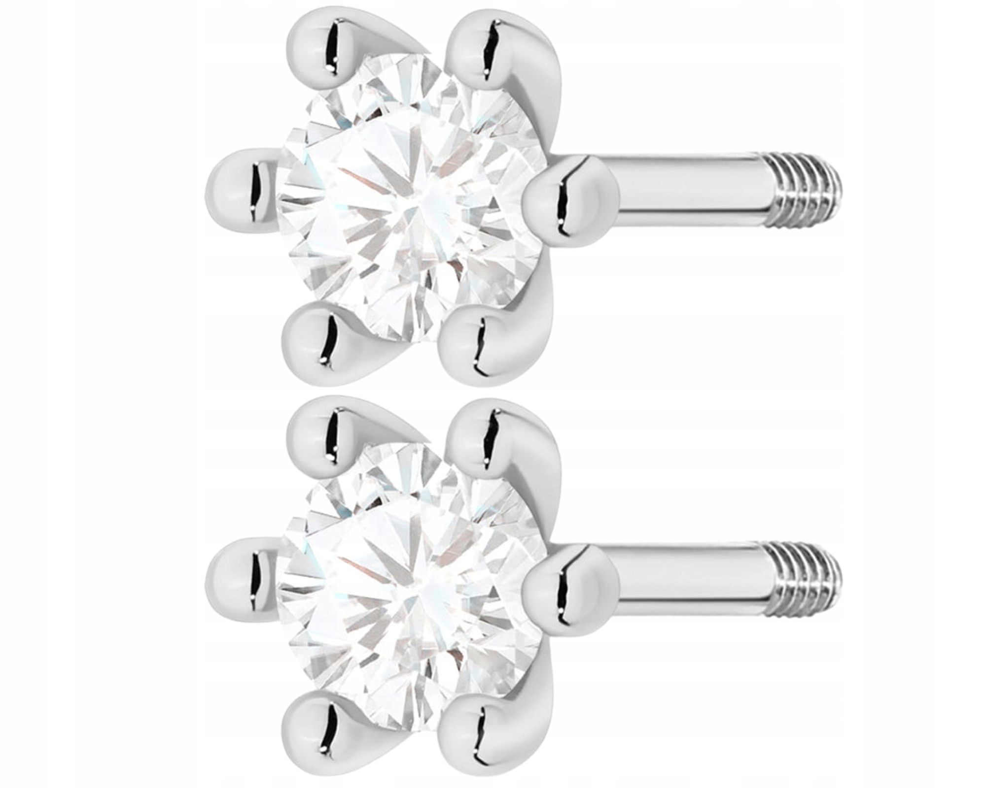 Bílé zlato Náušnice Briliant Lab Šroubovací tyčinka 585 Certifikát