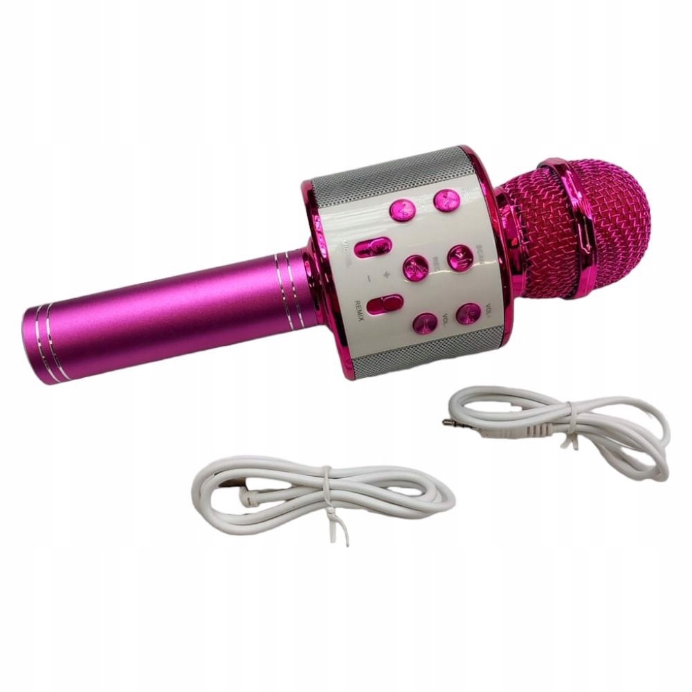 Mikrofon Bezprzewodowy Bluetooth Głośnik Różowy