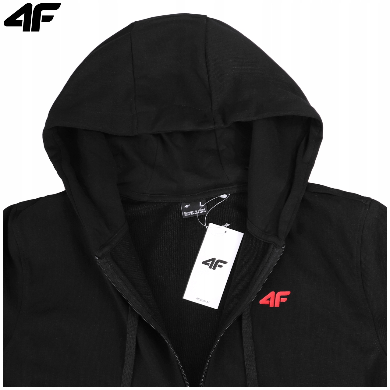 BLUZA MĘSKA 4F ROZPINANA Z KAPTUREM DRESOWA SPORTOWA BAWEŁNA LIMITOWANA XXL Dekolt okrągły