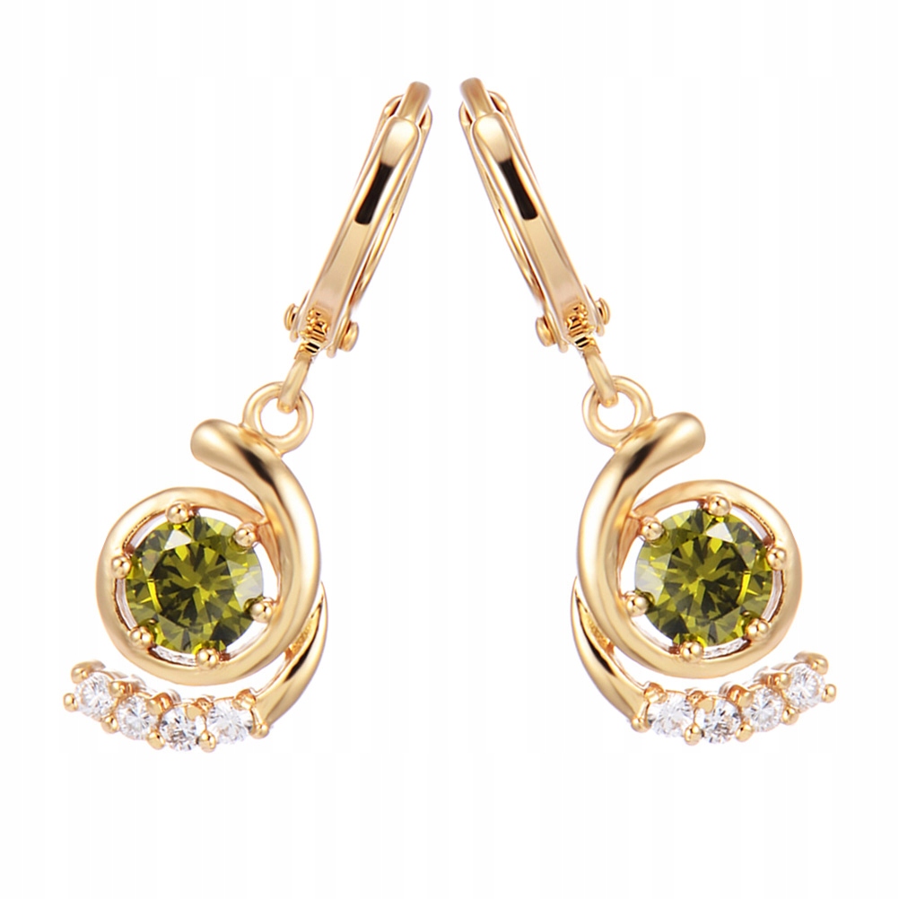 CIEMNOZIELONE KOLCZYKI ANTYKORDOWE WISZĄCE CYRKONIE