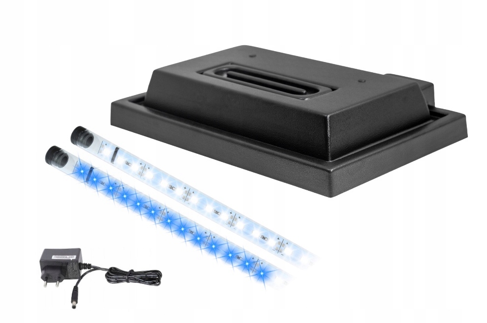 Levně Kryt do akvária 60x30 černý Led osvětlení Bílé Modré
