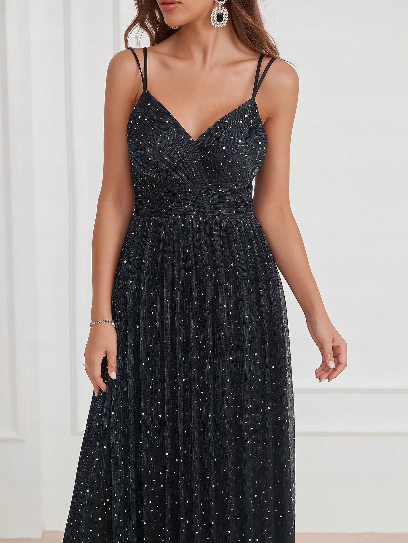 Šaty Zdobené Na Ramínkách, Černé, M 38