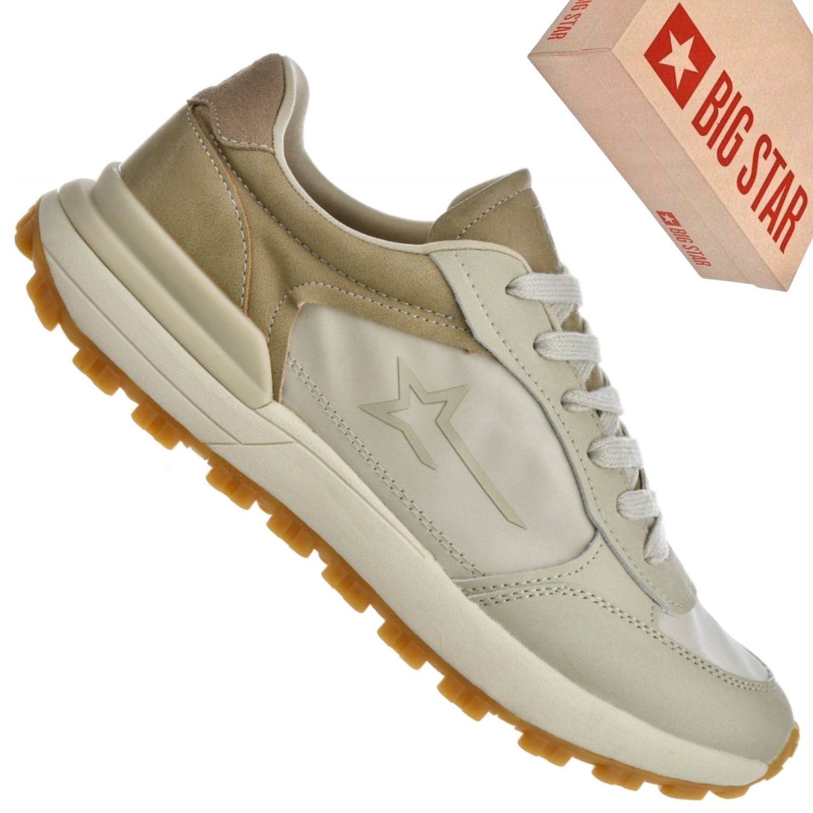 Sneakersy męskie Big Star NN174067 beżowe casual codzienne