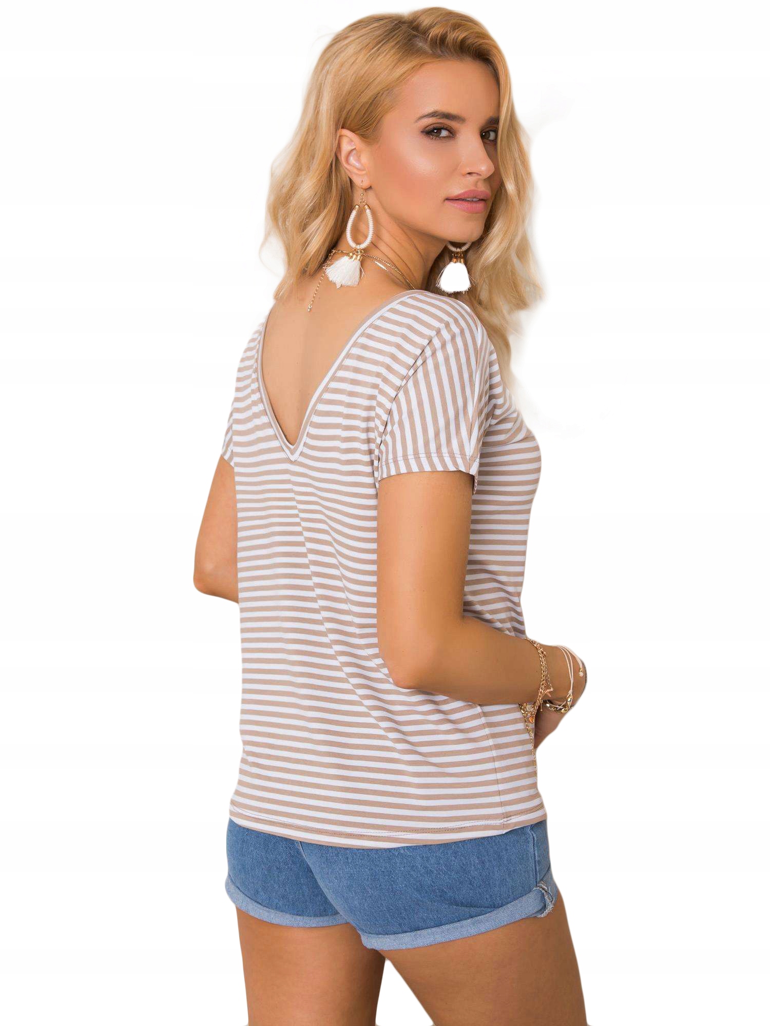 

Koszulka Damska W Paski T-shirt Bawełniana