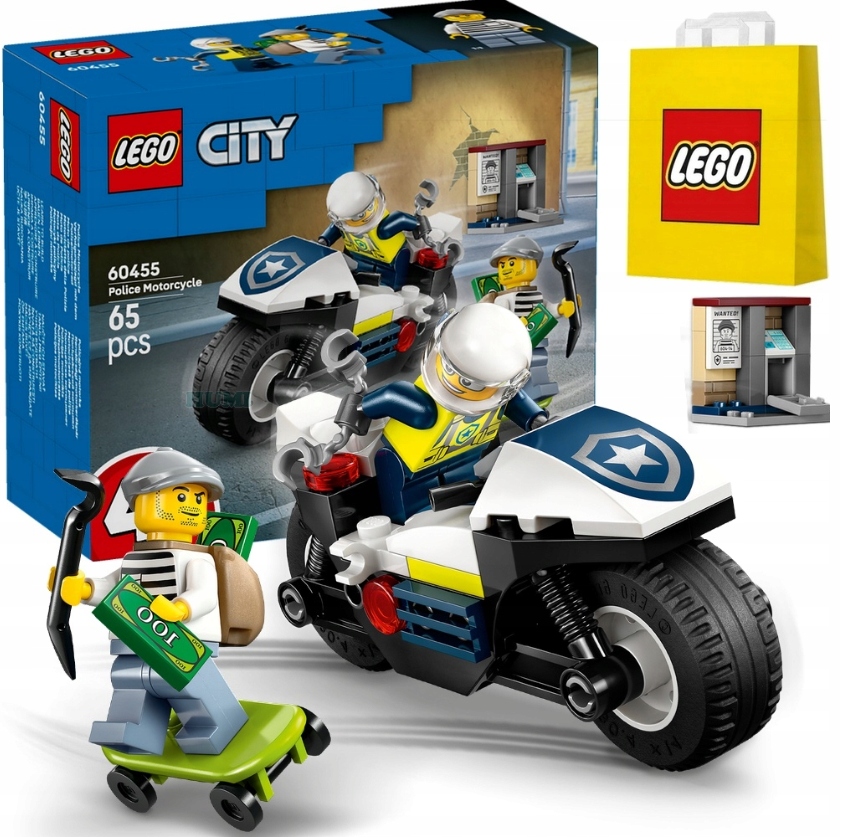 Lego City Poscig Na Motocyklu Policyjnym Motor Policja Figurka Policjanta
