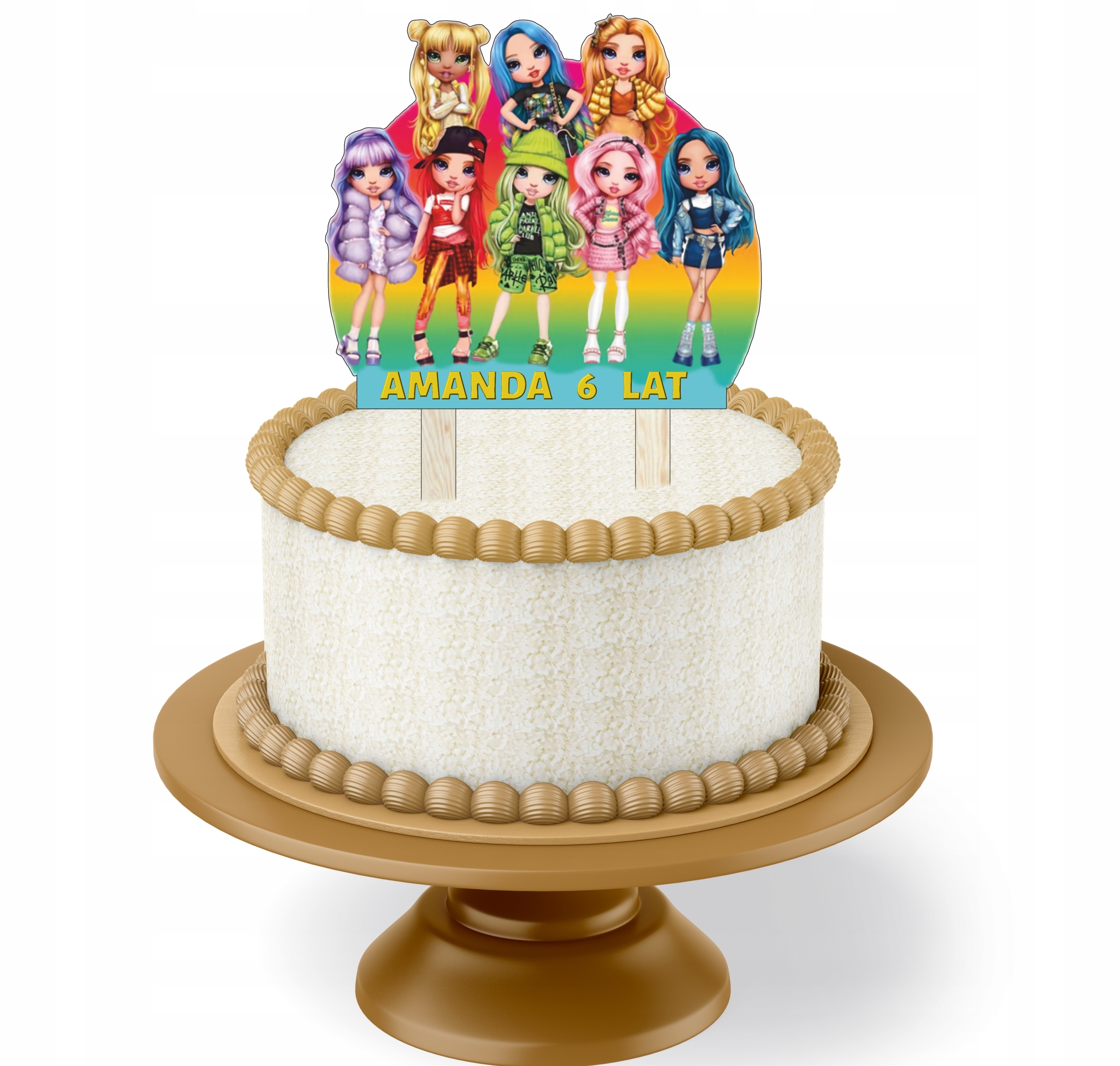 

Topper Na Tort Kolorowy rainbow high Imie