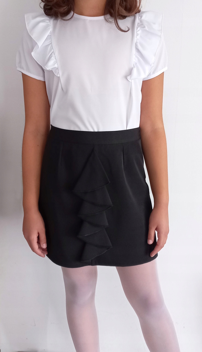 Biała koszula dziewczęca galowa z falbanami 92 cm Kod producenta Biała-koszula