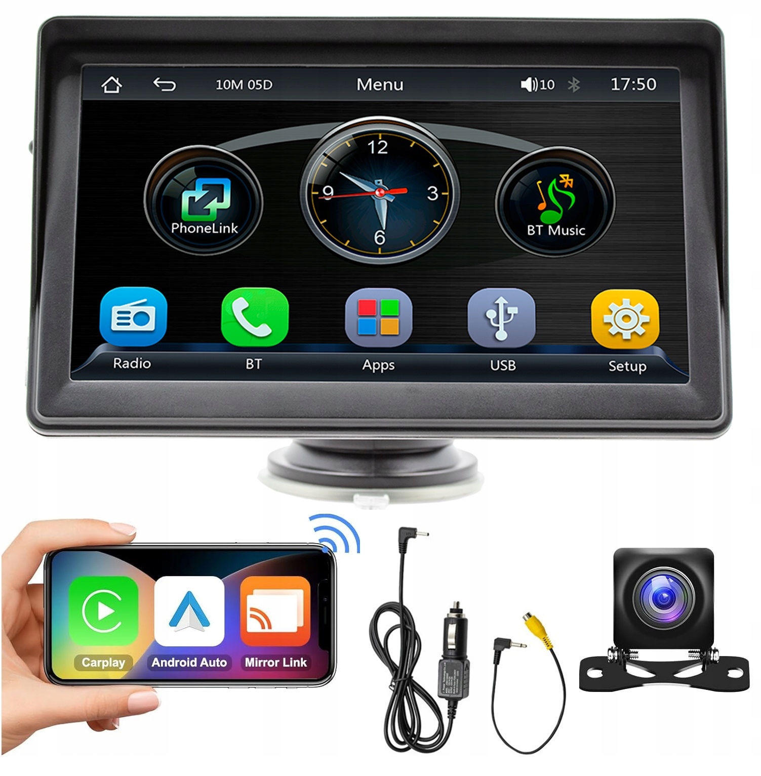 STACJA MULTIMEDIALNA RADIO MONITOR ANDROID AUTO CARPLAY KAMERA COFANIA