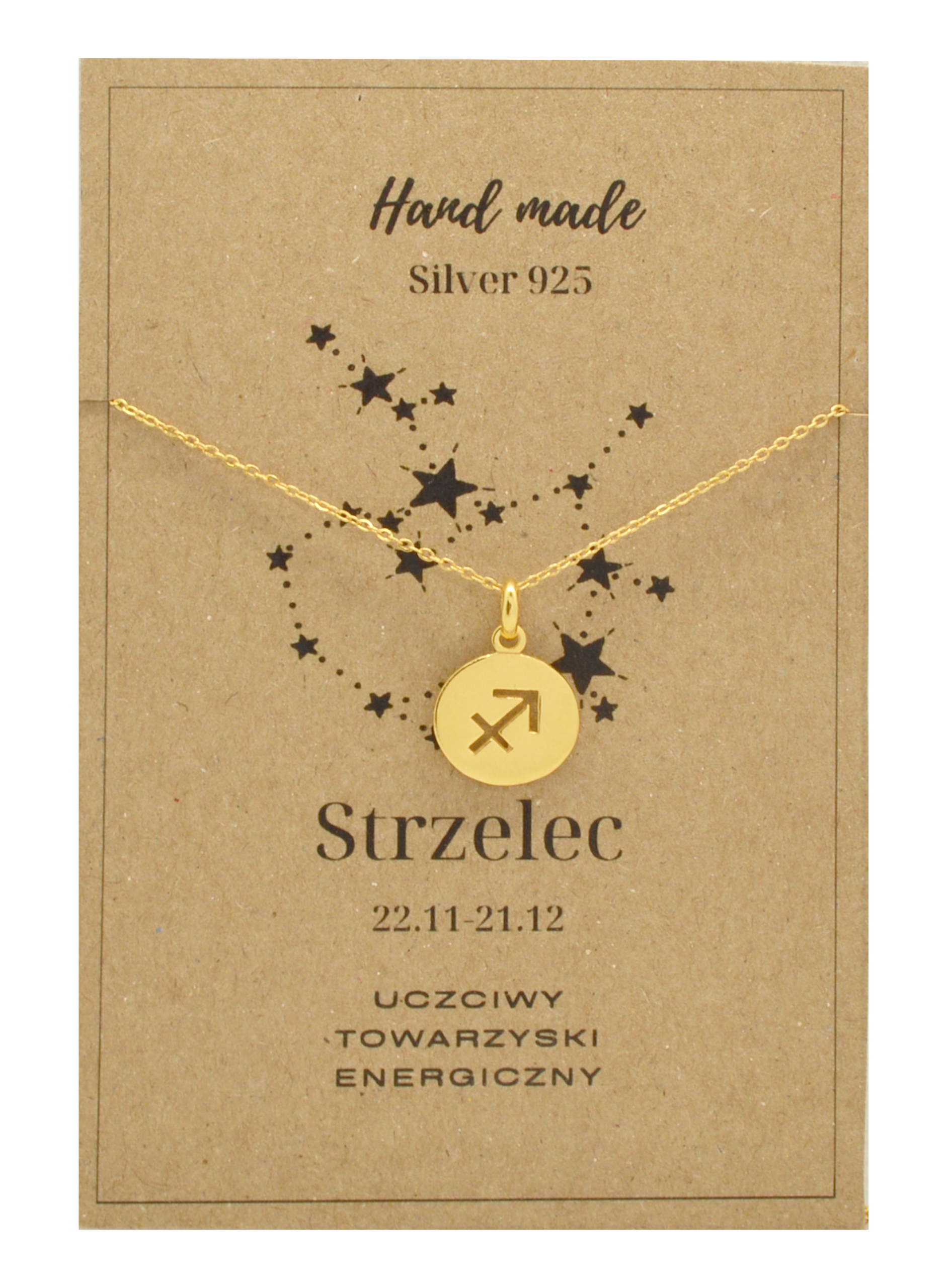 

Naszyjnik Znak Zodiaku Strzelec Srebrny Pozłacany