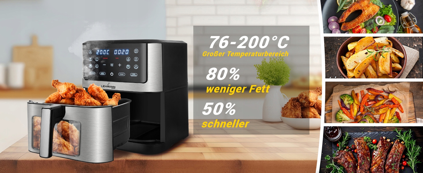 FRYTER AIR FRYER STOR 12 PROGRAMMER 8l 1800W Produkthøyde 40,2 cm