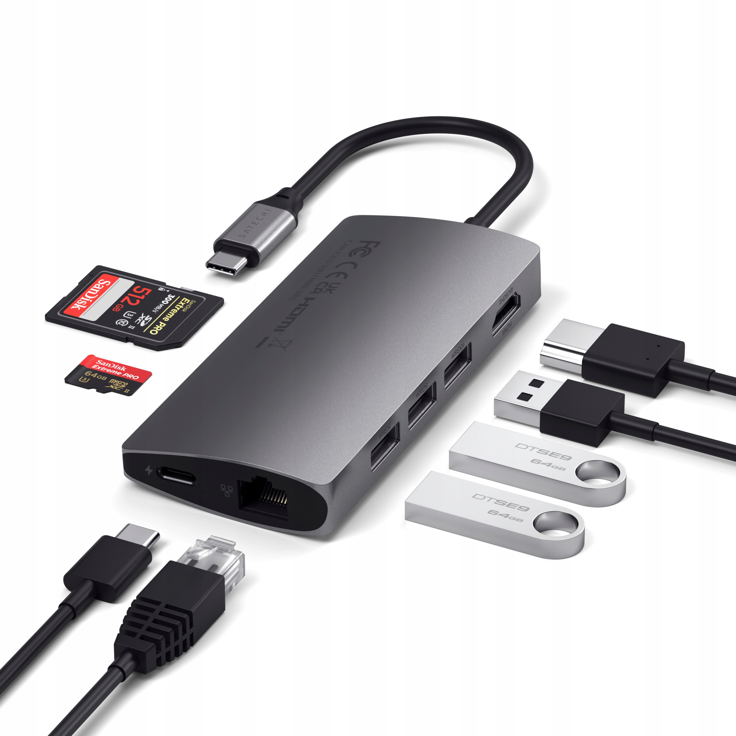 Adaptér, Usb-c hub Satechi, pro notebook/tablet, HDMI/SD/USB/RJ45 2.5G
