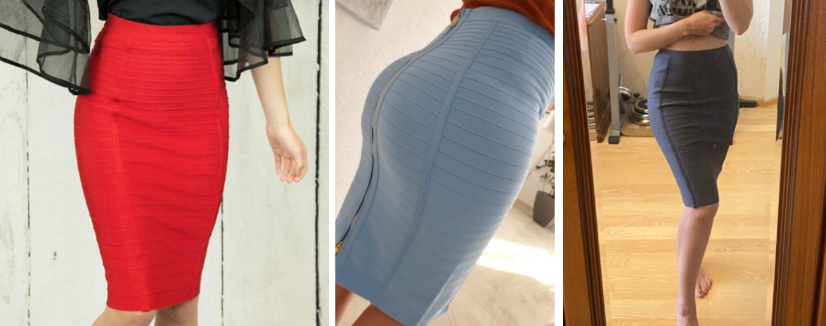 SPÓDNICA MIDI BANDAŻOWA PROSTA OBCISŁA DOPASOWANA Rozmiar S