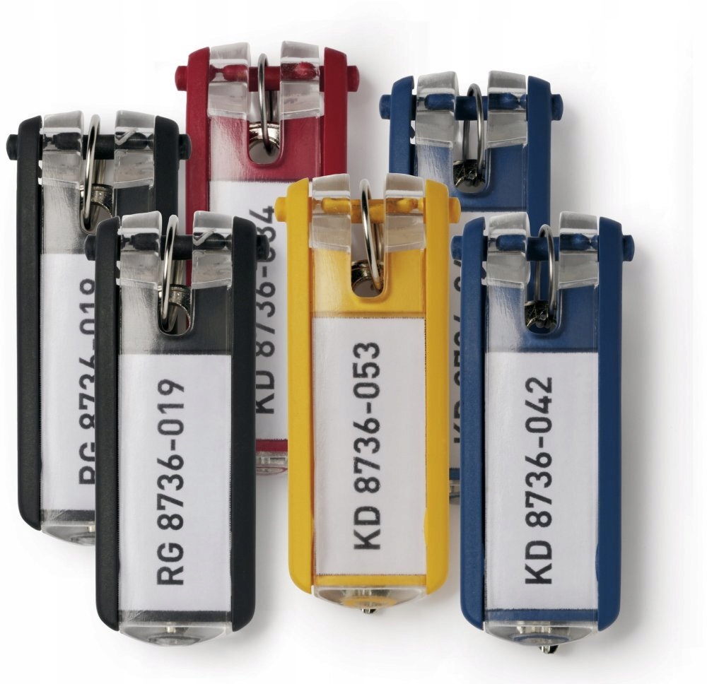 ZAWIESZKI DO KLUCZY MIX KOLORÓW Durable 6 szt x10 Liczba sztuk w ofercie 60 szt.