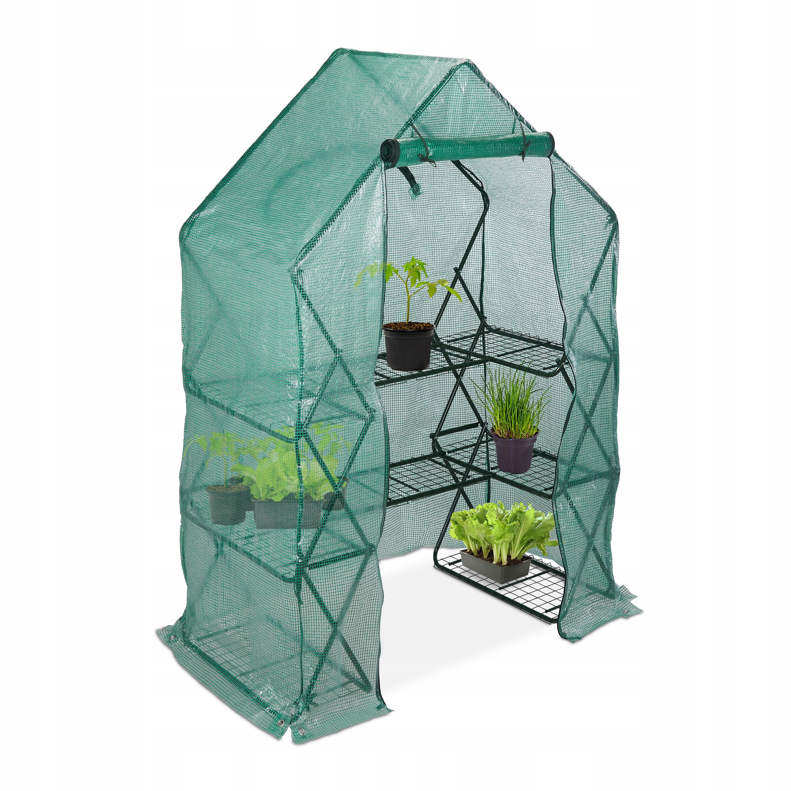 Skleník Relaxdays 0,72 x 1,38 m x 195 cm Fóliový skleník s regálmi