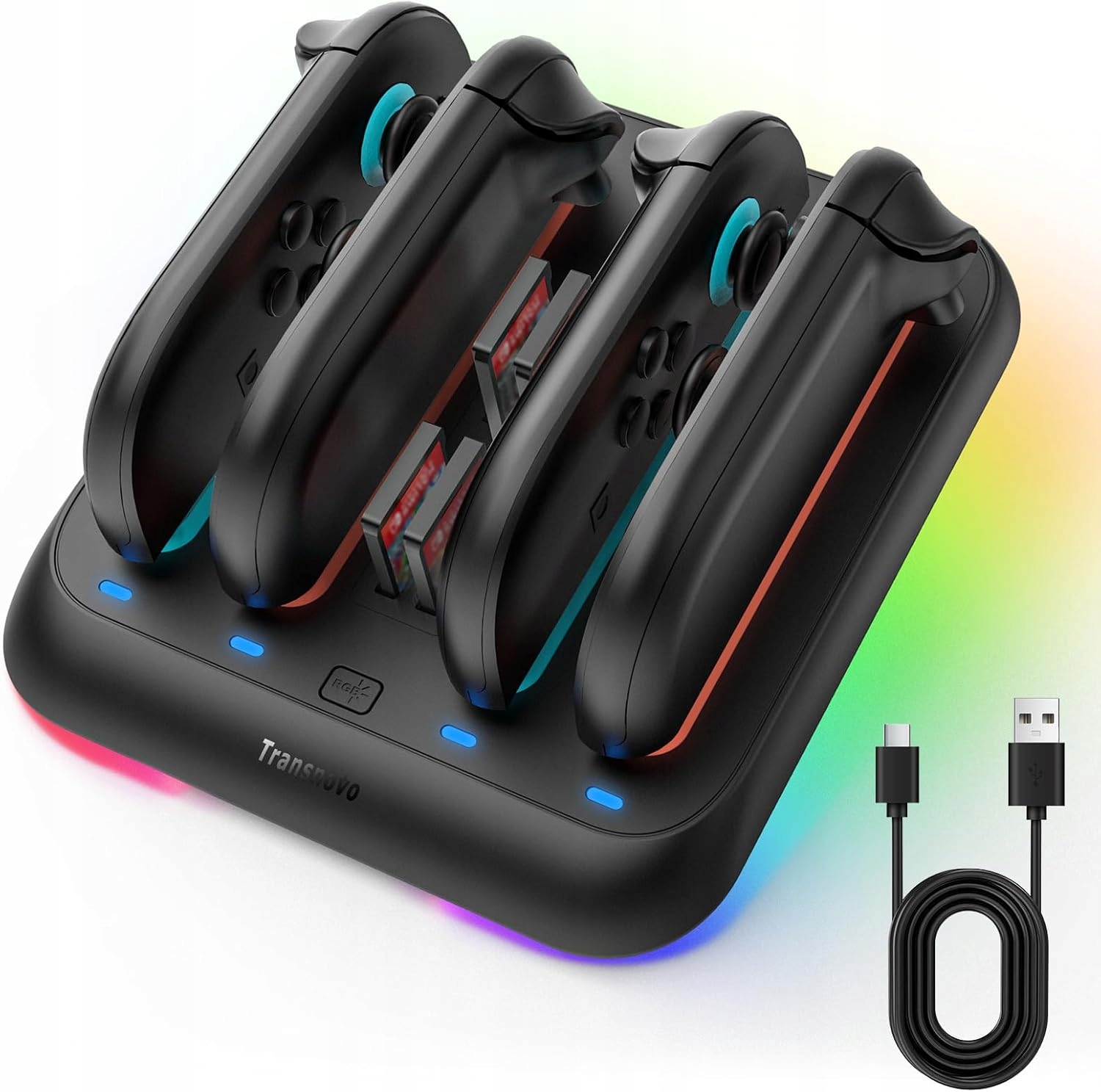 Transnovo Stacja Ładująca do Nintendo Switch 2 z Rgb i Uchwytami na Gry