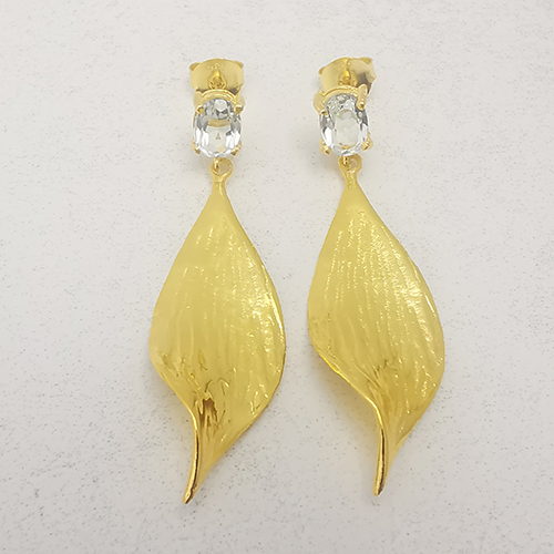 Závěsné pozlacené náušnice s lístky