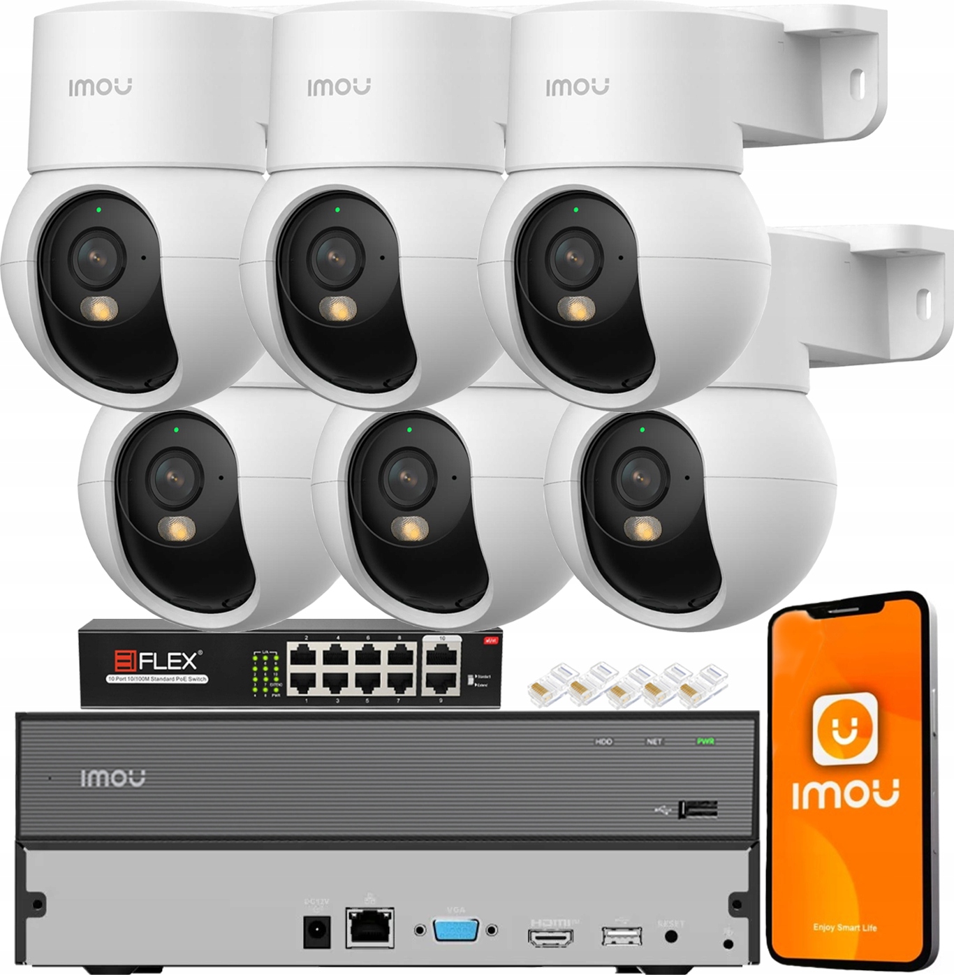 Sada kamier na monitorovanie 10Mpx (5Mpx+5Mpx) 6x IPC-PS2M-5R1 Imou Audio Led