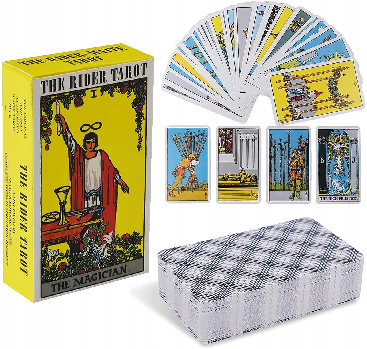 KOMPLET KLASYCZNYCH KART TAROTA THE RIDER TAROT 78 SZTUK WRÓŻBY Z KART