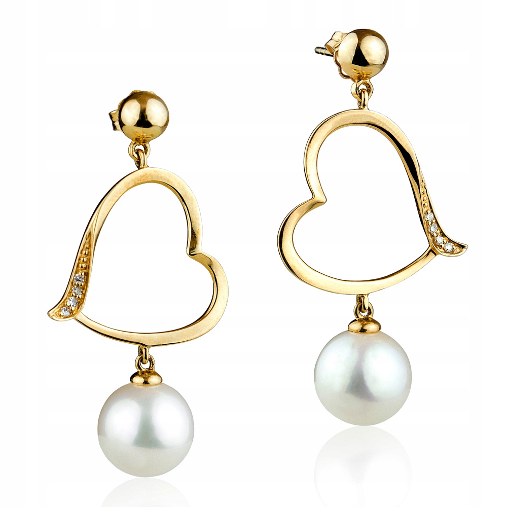 Zlaté Náušnice Se Sladkovodní Perlou A Brilianty