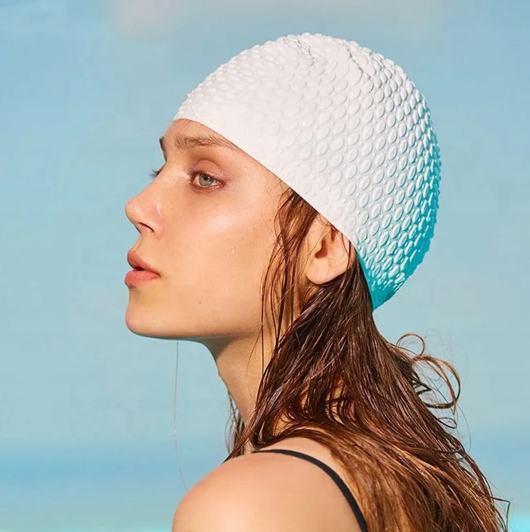 CZEPEK PŁYWACKI SILIKONOWY NA DŁUGIE WŁOSY BASEN DO PŁYWANIA Aqua-Sport Model Czepek z koszykiem na długie włosy