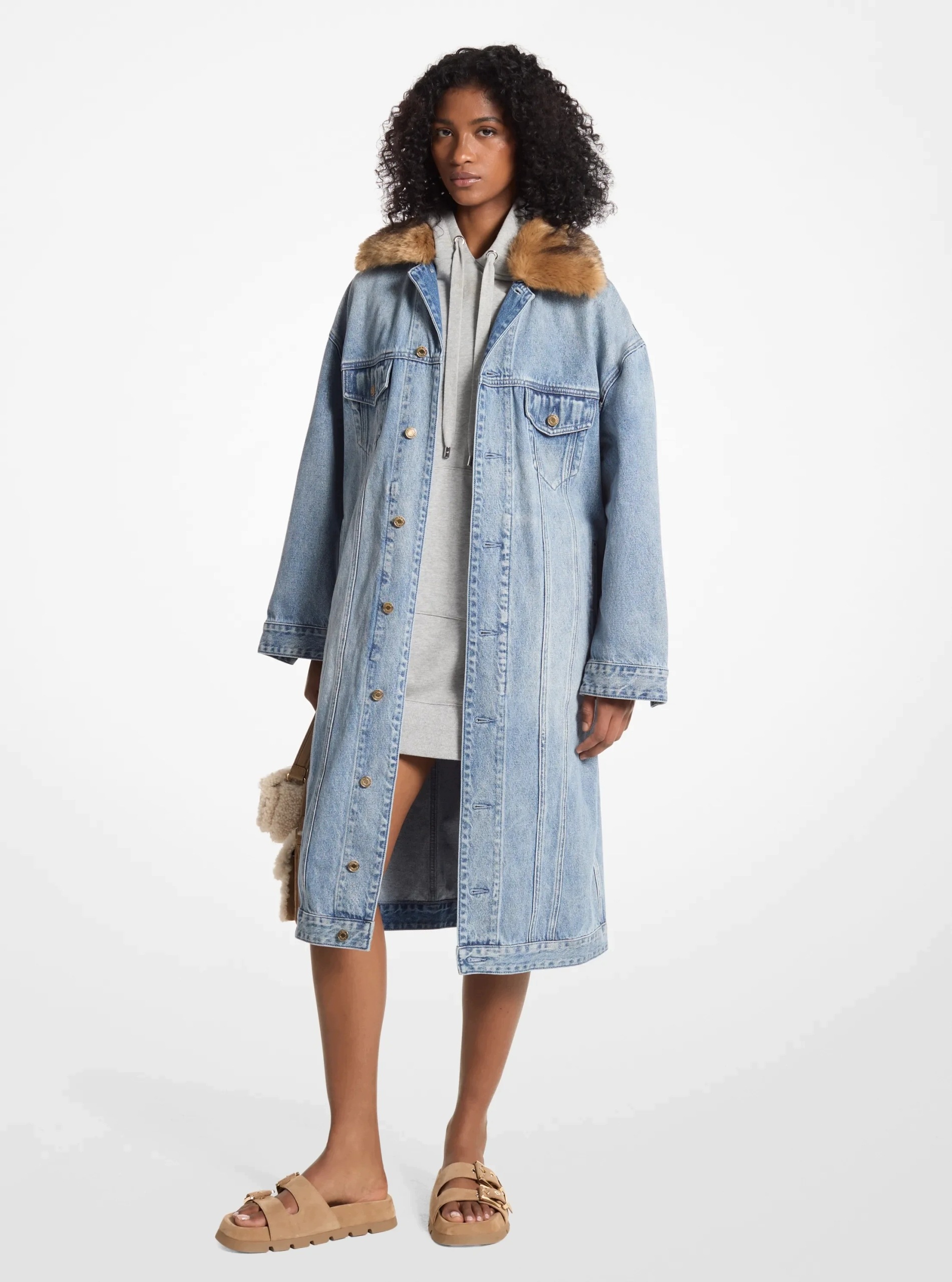 Michael Kors Dámský Kabát Oversize Na Knoflíky, Délka Ke Kolenům, Modrý, Velikost Xs/s Qaa