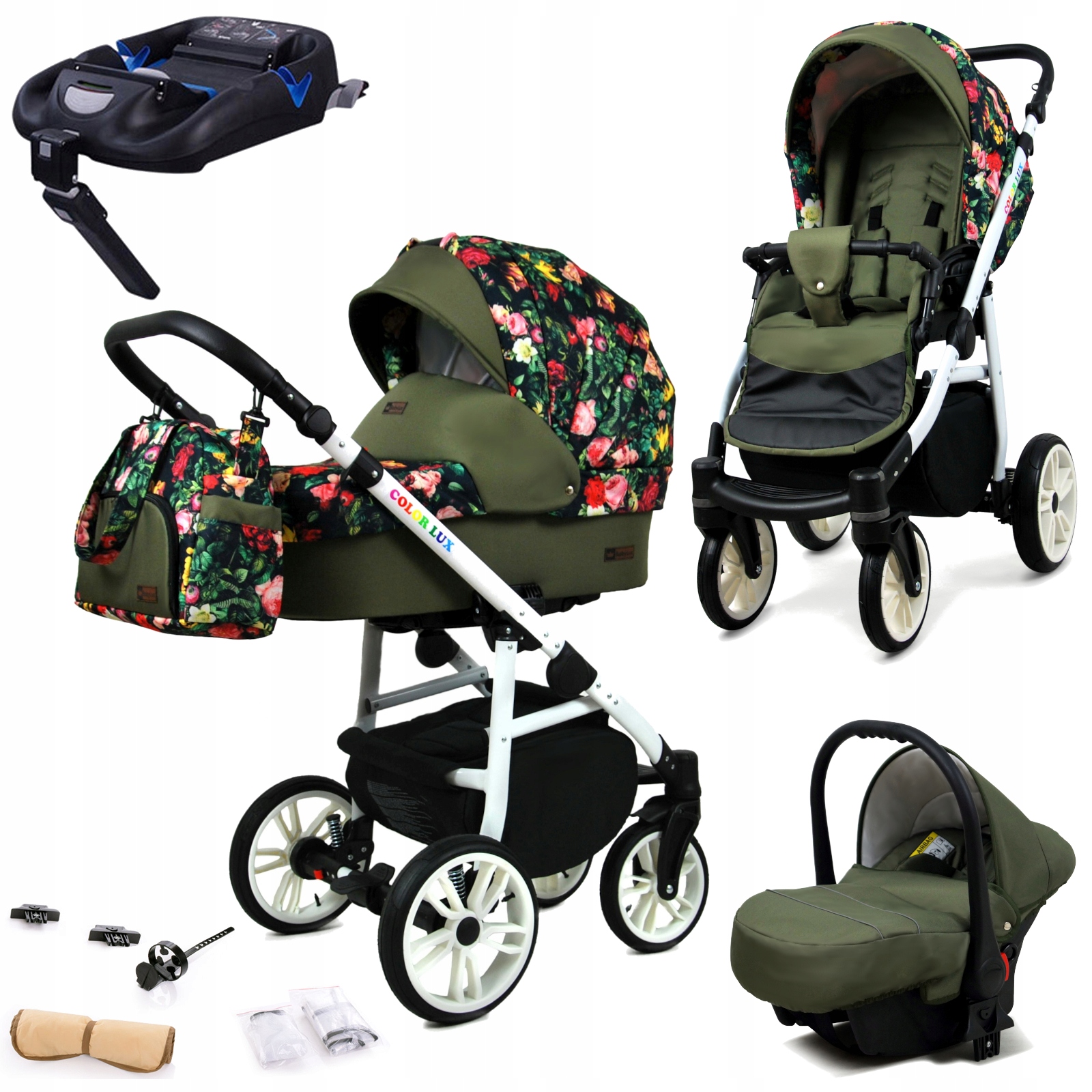 Wózek dziecięcy 4w1 BabyLux ColorLux spacerówka gondola fotelik baza Isofix