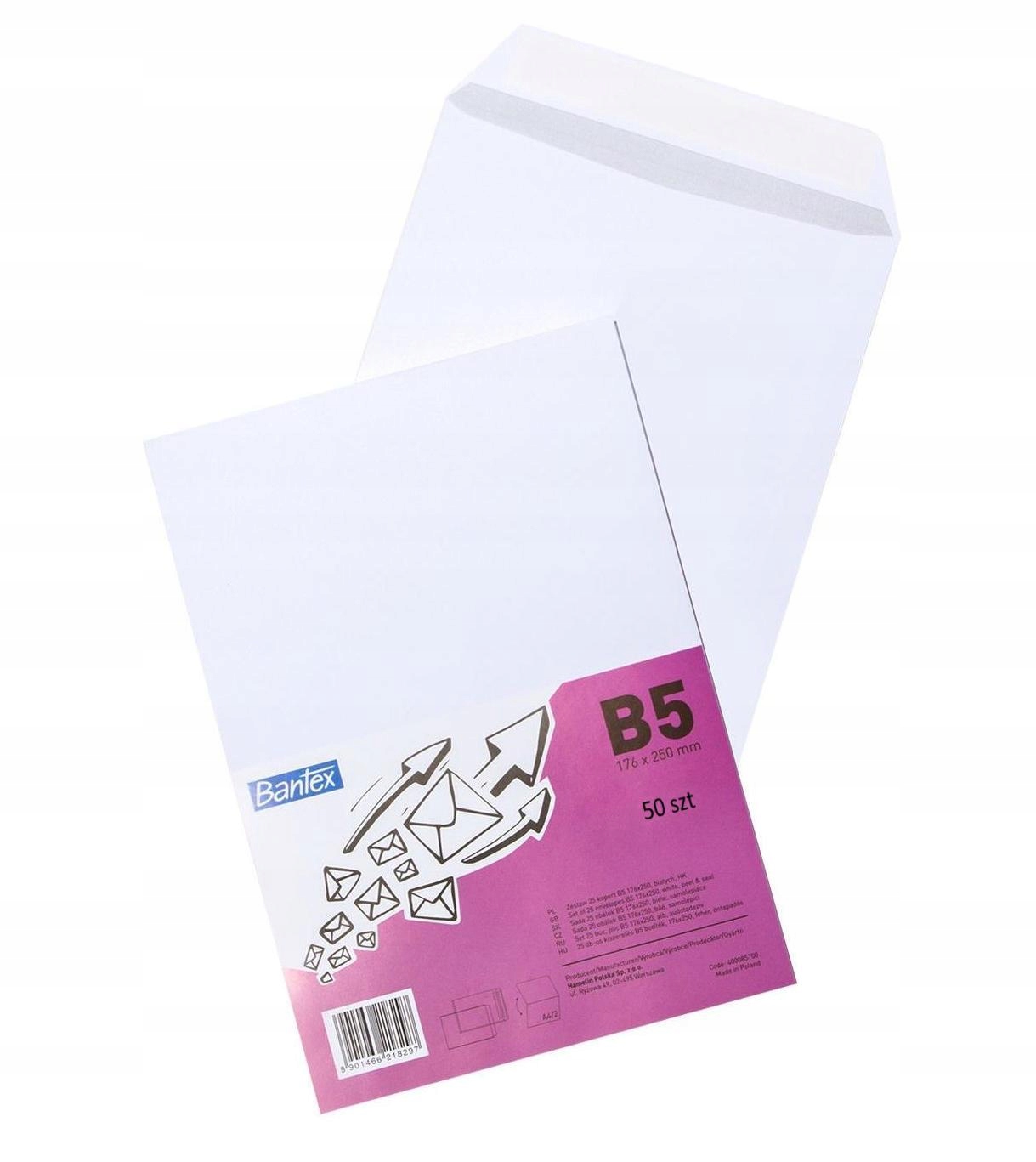 

Koperty biurowe Bantex B5 Hk do A5 50 Sztuk białe