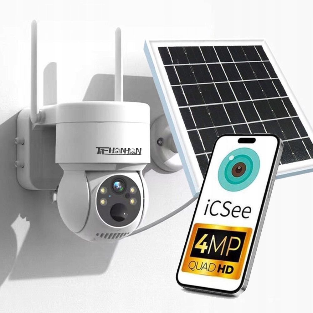 Solárna Vonkajšia Otočná Ip Kamera Wifi 4MPX Full Hd Pre Dohľad