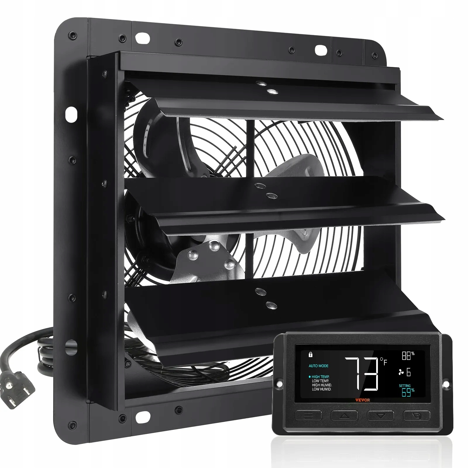 Odsávací ventilátor 254 mm Ec 843CFM s regulací teploty/vlhkosti do garáže