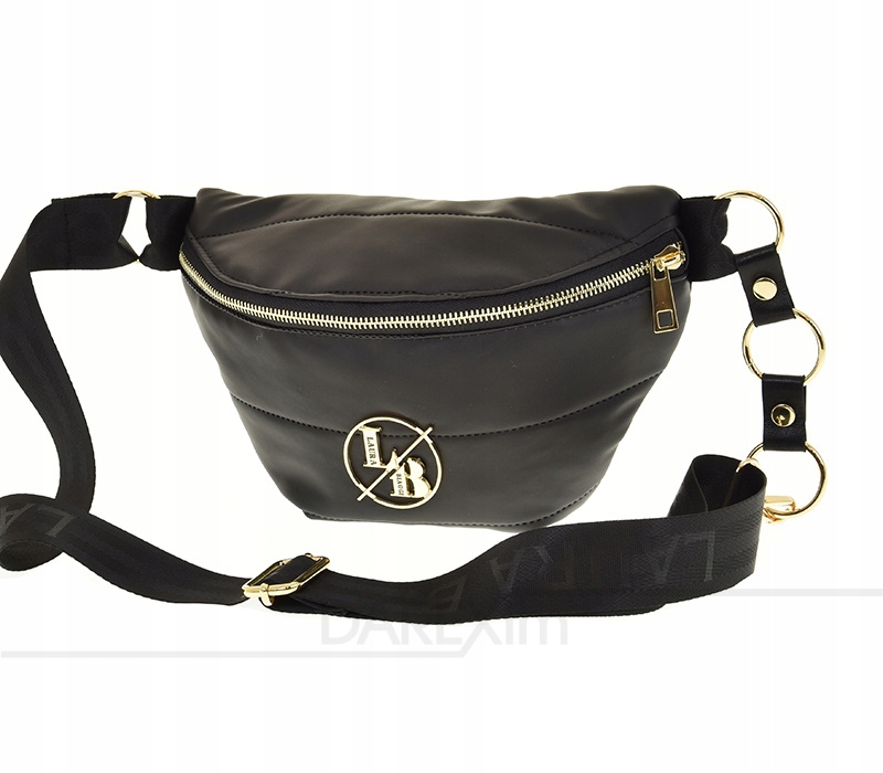 Laura Biaggi ledvinová taška kabelka přes rameno černá matná prošívaná KB82