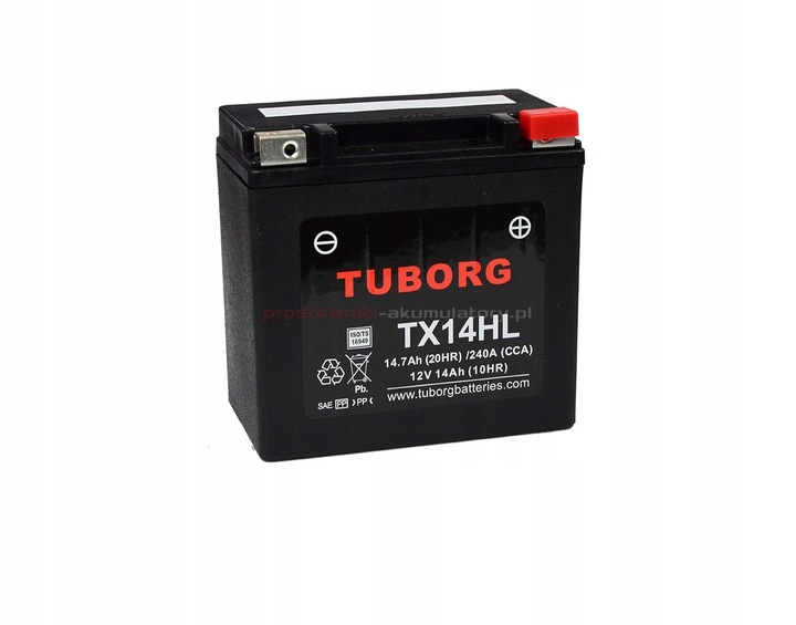Akumulator Tuborg TX14HL YTX14L YTX14HL 12V 14Ah 240A P+ Mocny Sportster