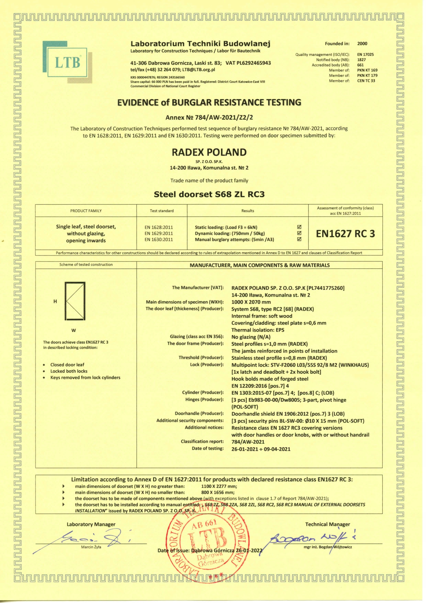 DRZWI LEWE 68MM ZEWNĘTRZ 90CM RC3 CZYSTE POWIETRZE Stan opakowania oryginalne