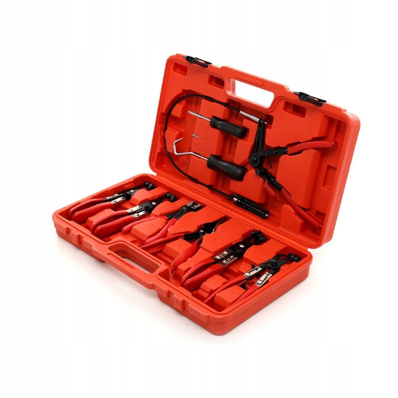 Kleště na hadicové spony s otočnými čelistmi 9 ks kufr Kraft&Dele