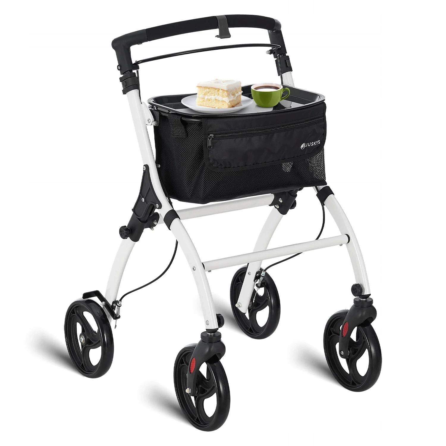 Czarno Biały Rollator Balkonik Na Kółkach Rehabilitacyjny Chodzik