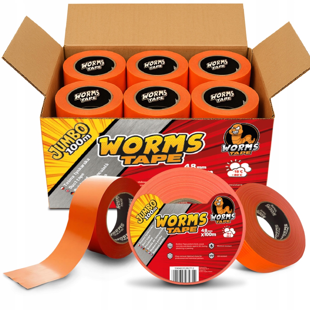 Omietková Páska Worms Tape Oranžová 48MM x 100M Jumbo 12ks
