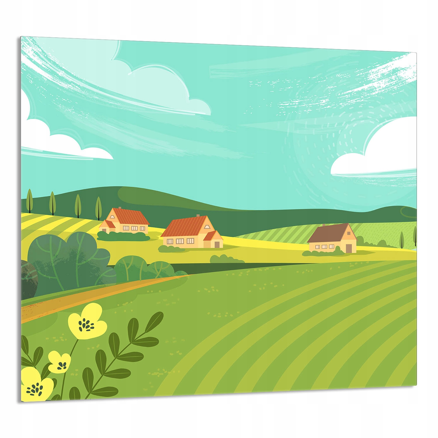 Skleněný Panel Do Kuchyně 65x60 Vesnice Tvrzené Sklo