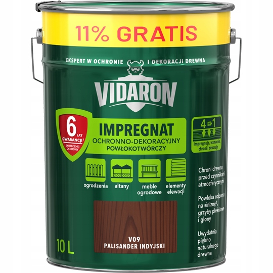 Vidaron Impregnat 9L 1L V09 Palisander Indyjski do drewna powłokotwórczy