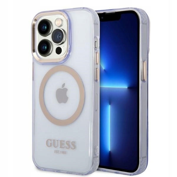 Pouzdro Pro Iphone 14 Pro Guess Hard Case Purpurové Magsafe